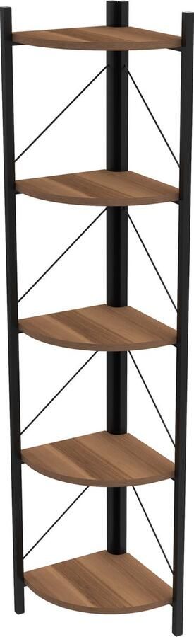 Soof&Tess Boekenkast Donkerbruin Opbergrek Met 5 Planken Woonkamer Slaapkamer 33 x 33 x 160 cm Donkerbruin Zwart Open Planken Voor Kantoor