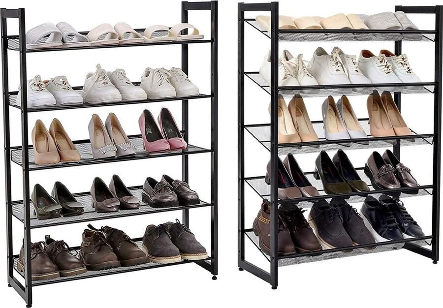 Soof & Tess Schoenenrek Schoenenbank Metaal 5 niveau's Zwart