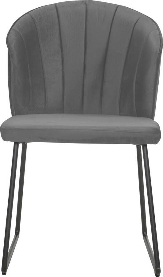 Soof & Tess Soof&Tess Set van 2 Amalfi U leg Eetkamerstoel Grijs Fluweel Velvet Industrieel Met armleuning Easy Clean Stoffen Hoge Kwaliteit