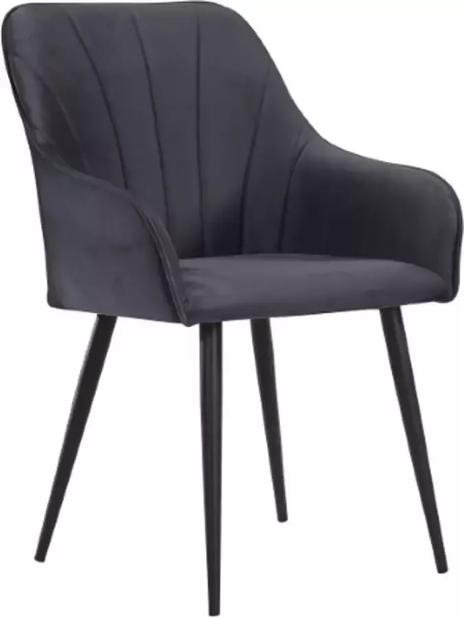 Soof & Tess Soof&Tess Set van 2 Ferrara Eetkamerstoel Antraciet Fluweel Velvet Industrieel Met armleuning Easy Clean Stoffen Hoge Kwaliteit