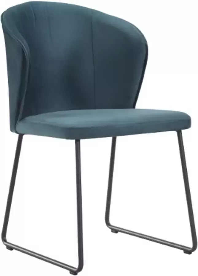 Soof & Tess Soof&Tess Set van 4 Amalfi Eetkamerstoel Blauw Fluweel Velvet Industrieel Met armleuning Easy Clean Stoffen Hoge Kwaliteit