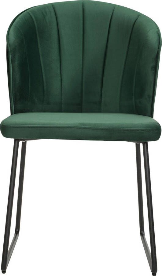 Soof & Tess Soof&Tess Set van 4 Amalfi U leg Eetkamerstoel Groen Fluweel Velvet Industrieel Met armleuning Easy Clean Stoffen Hoge Kwaliteit