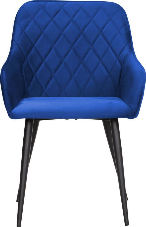 Soof & Tess Soof&Tess Set van 4 Bergamo Eetkamerstoel Donker blauw Fluweel Velvet Industrieel Met armleuning Easy Clean Stoffen Hoge Kwaliteit