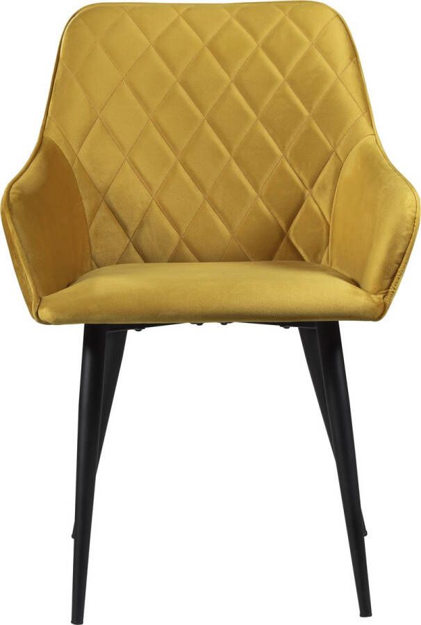 Soof & Tess Soof&Tess Set van 4 Bergamo Eetkamerstoel Okergeel Fluweel Velvet Industrieel Met armleuning Easy Clean Stoffen Hoge Kwaliteit