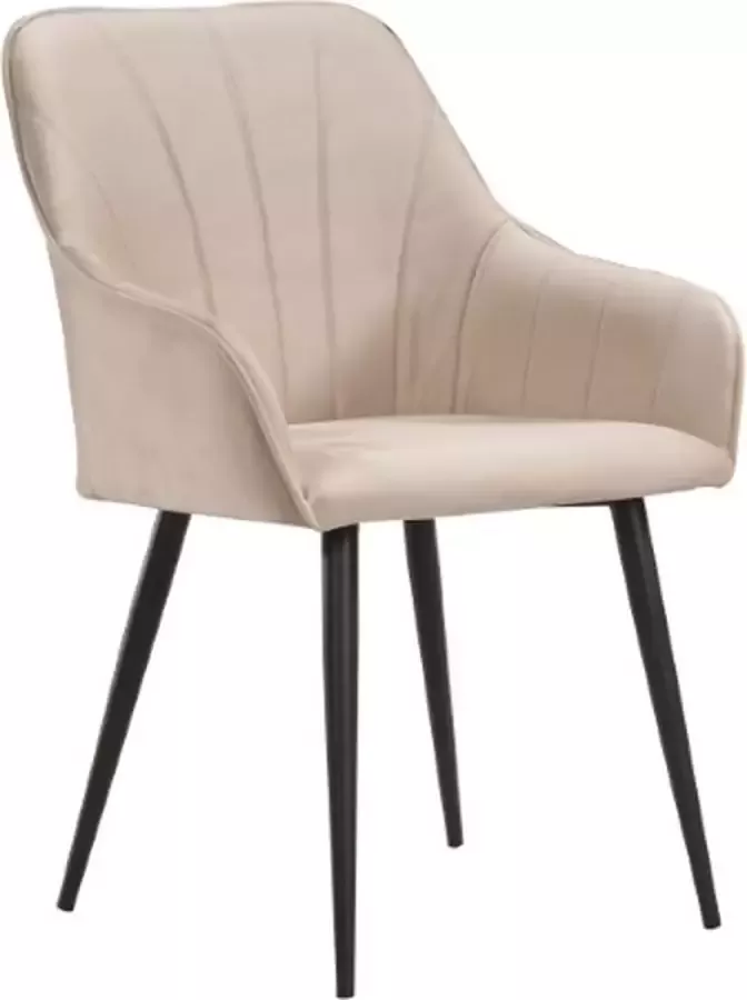 Soof & Tess Soof&Tess Set van 4 Ferrara Eetkamerstoel Beige Fluweel Velvet Industrieel Met armleuning Easy Clean Stoffen Hoge Kwaliteit
