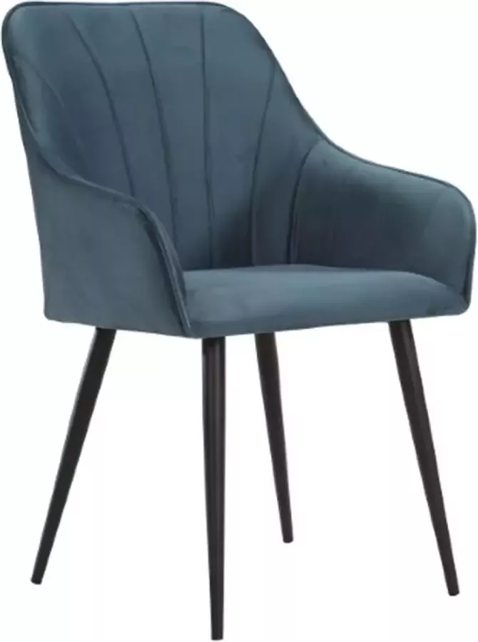 Soof & Tess Soof&Tess Set van 4 Ferrara Eetkamerstoel Blauw Fluweel Velvet Industrieel Met armleuning Easy Clean Stoffen Hoge Kwaliteit