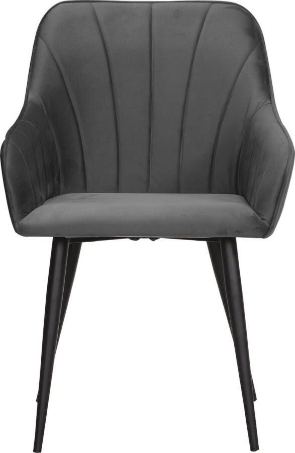 Soof & Tess Soof&Tess Set van 4 Ferrara Eetkamerstoel Grijs Fluweel Velvet Industrieel Met armleuning Easy Clean Stoffen Hoge Kwaliteit