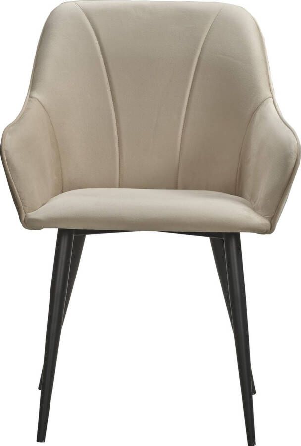 Soof & Tess Soof&Tess Set van 4 Genoa Eetkamerstoel Beige Fluweel Velvet Industrieel Met armleuning Easy Clean Stoffen Hoge Kwaliteit