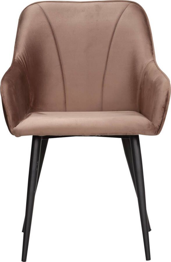 Soof & Tess Soof&Tess Set van 4 Genoa Eetkamerstoel Bruin Fluweel Velvet Industrieel Met armleuning Easy Clean Stoffen Hoge Kwaliteit