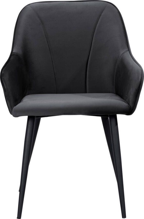 Soof & Tess Soof&Tess Set van 4 Genoa Eetkamerstoel Zwart Fluweel Velvet Industrieel Met armleuning Easy Clean Stoffen Hoge Kwaliteit