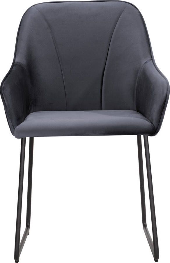 Soof & Tess Soof&Tess Set van 4 Genoa U leg Eetkamerstoel Antraciet Fluweel Velvet Industrieel Met armleuning Easy Clean Stoffen Hoge Kwaliteit