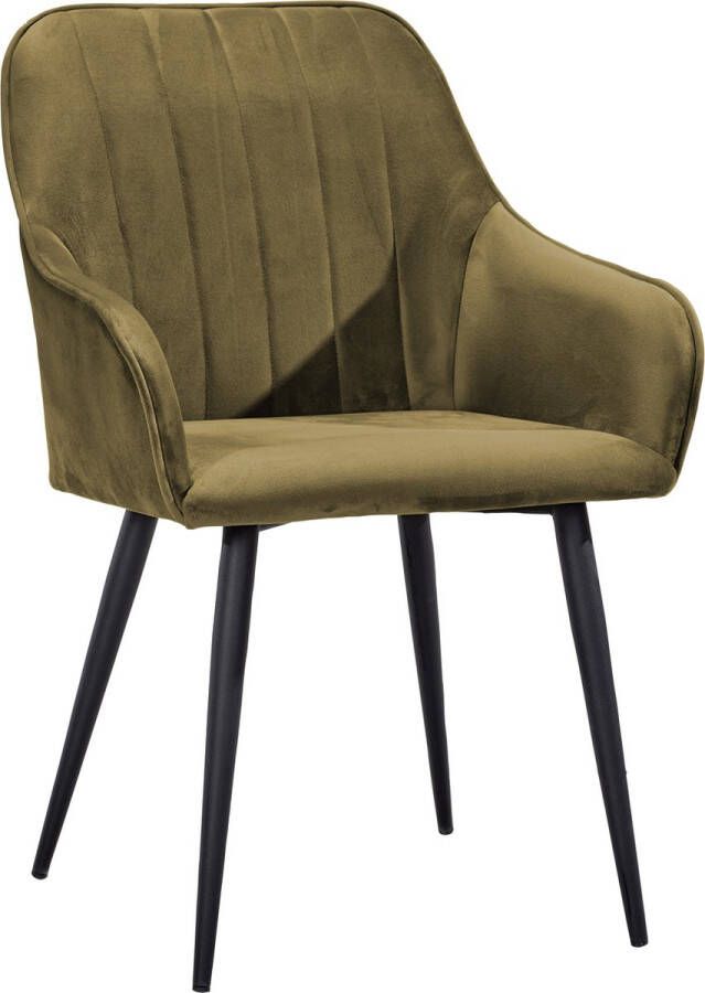 Soof & Tess Soof&Tess Set van 4 Modena Eetkamerstoel Geel Fluweel Velvet Industrieel Met armleuning Easy Clean Stoffen Hoge Kwaliteit