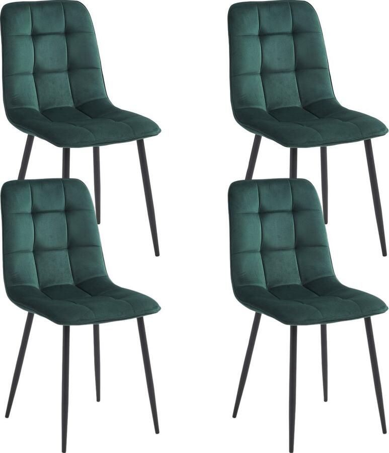 Soof & Tess Soph & Tess Eetkamerstoel Pescara Groen Kleur Metalen poten Velvet stoffering Modern design