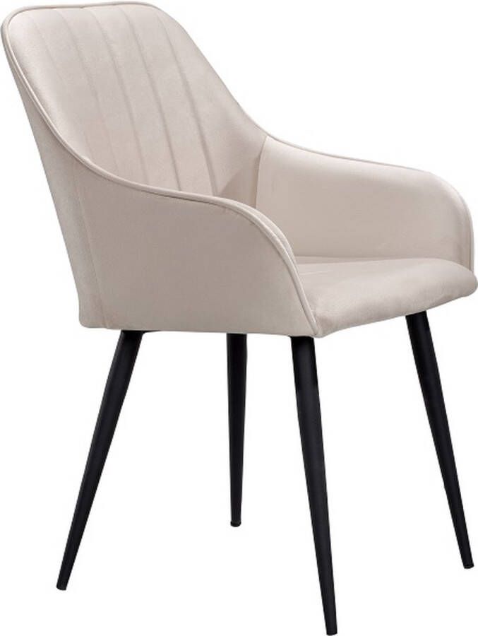 Soof & Tess Soph & Tess Modena Eetkamerstoel Beige Fluweel Velvet Industrieel Met armleuning
