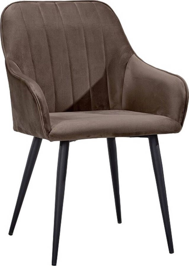 Soof & Tess Soph & Tess Modena Eetkamerstoel Bruin Set van 2 Fluweel Velvet Industrieel Met armleuning
