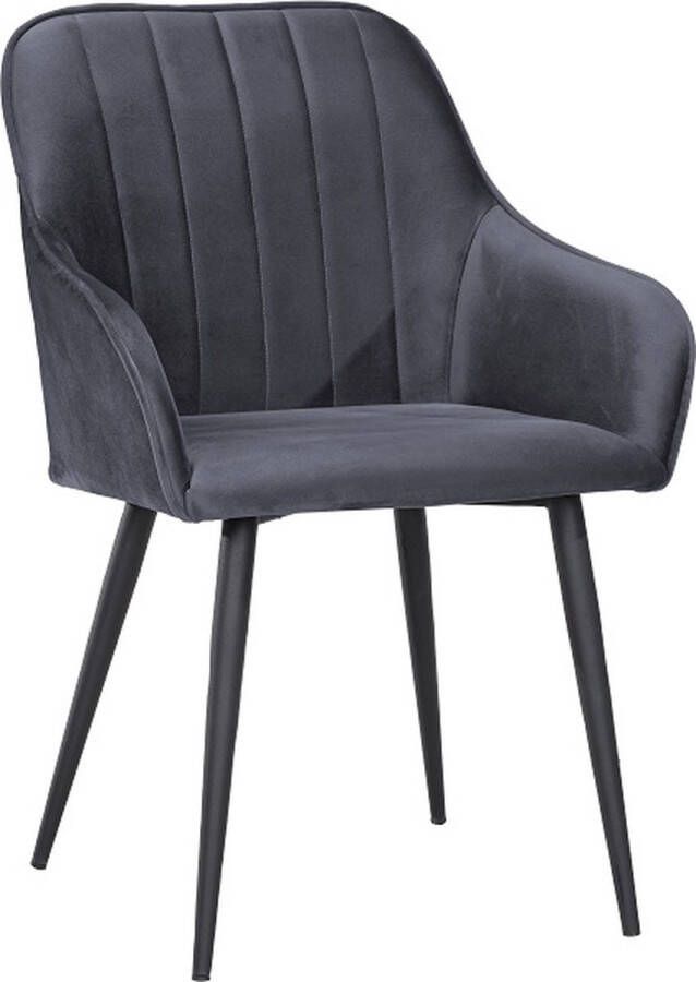 Soof & Tess Soph & Tess Modena Eetkamerstoel Grijs Fluweel Velvet Industrieel Met armleuning