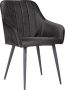 Soph&Tess Soph & Tess Imperial Eetkamerstoel Zwart Set van 2 Fluweel Velvet Industrieel Met armleuning - Thumbnail 3