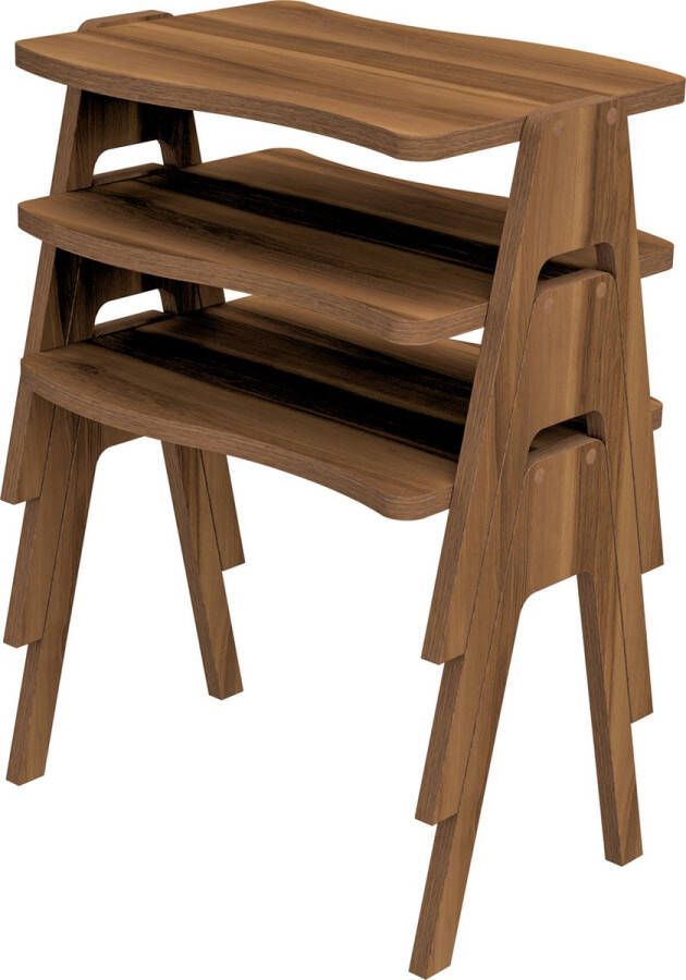 Soof & Tess Soph&Tess Salontafel Bijzettafel Modern Sidetable Bruin Nachtkastje Set van 3