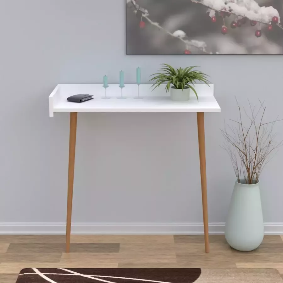 Soof & Tess Soph&Tess Bruno Wandtafel Sidetafel Met 2 Potten Hout Wandrek Industrieel Wit Bruin