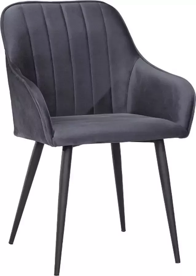 Soph&Tess Soph & Tess Imperial Eetkamerstoel Grijs set van 4 Fluweel Velvet Industrieel Met armleuning