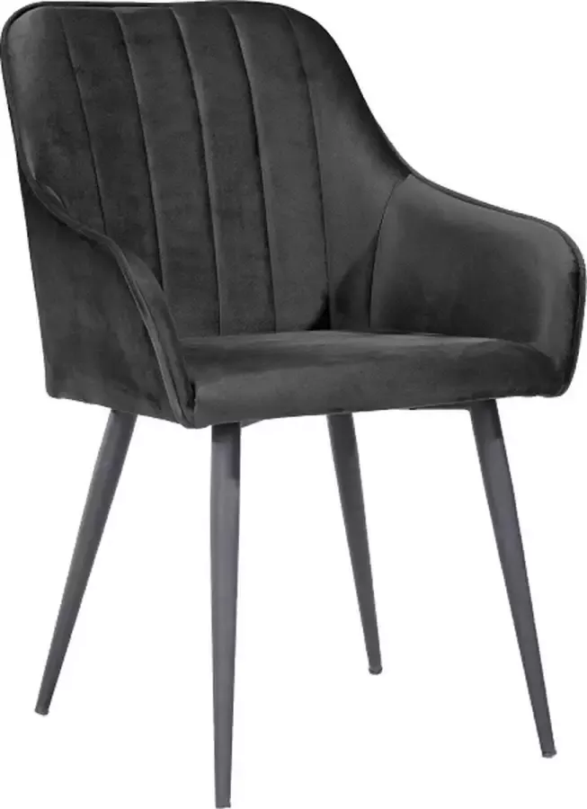 Soph&Tess Soph & Tess Imperial Eetkamerstoel Zwart Set van 4 Fluweel Velvet Industrieel Met armleuning