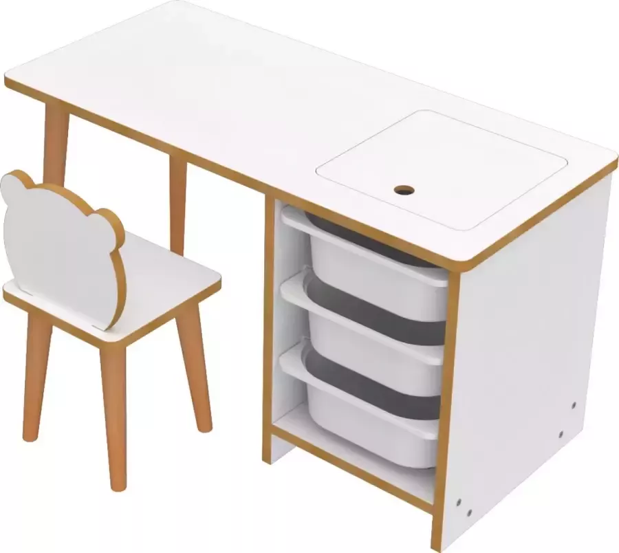 Soof & Tess Soph&Tess Kindertafel en Stoeltje Speeltafel Kinderbureau Zitgroep met veel opbergruimte