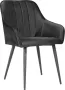 Soph&Tess Soph & Tess Imperial Eetkamerstoel Zwart Set van 2 Fluweel Velvet Industrieel Met armleuning - Thumbnail 2