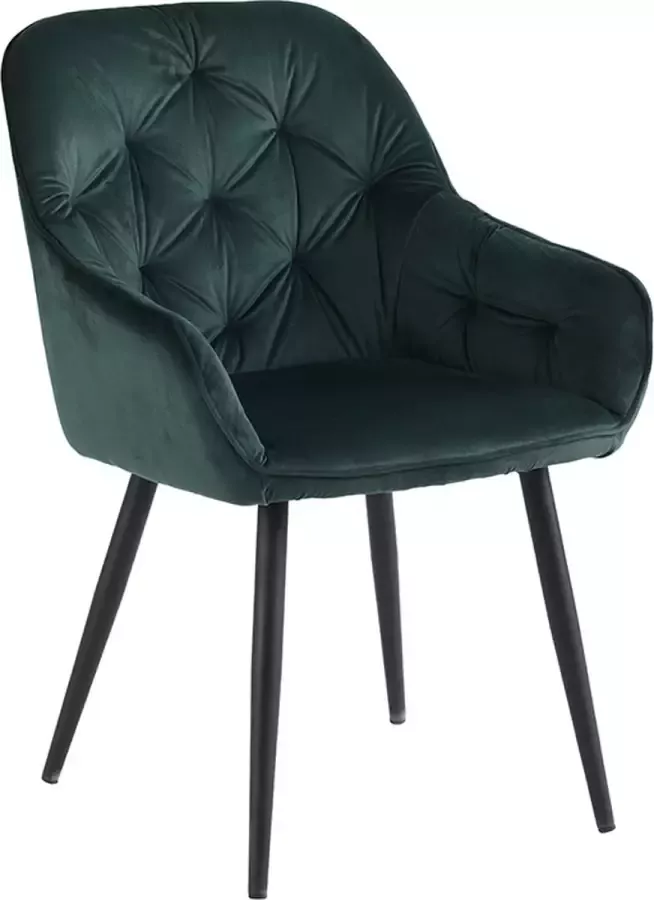 Soof & Tess Soph & Tess Eetkamerstoel Venezia 1 x Metalen poten Velvet stoffering Modern design Groen