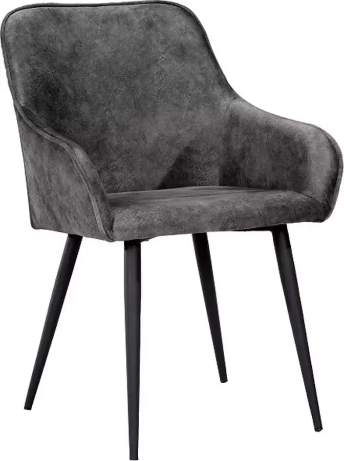 Soof & Tess Soph & Tess Florence Eetkamerstoel Antraciet Fluweel Velvet Industrieel Met armleuning Easy Clean Stoffen Hoge Kwaliteit