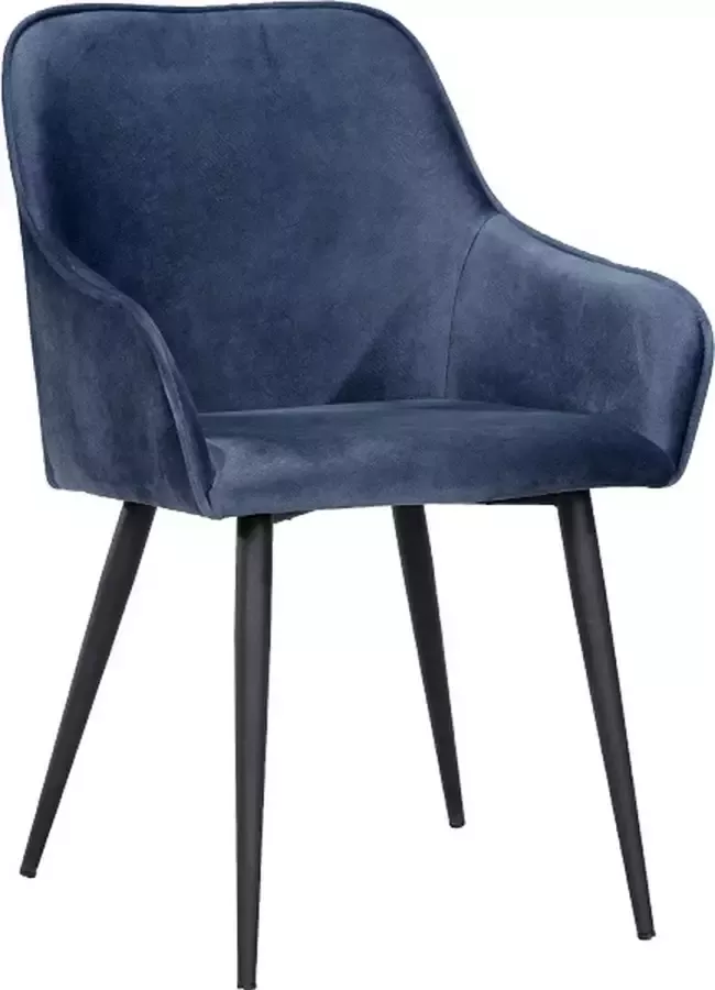 Soof & Tess Soph & Tess Florence Eetkamerstoel Blauw Fluweel Velvet Industrieel Met armleuning Easy Clean Stoffen Hoge Kwaliteit