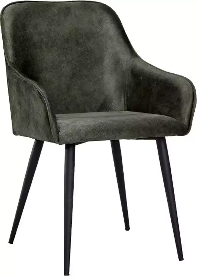 Soof & Tess Soph & Tess Florence Eetkamerstoel Groen Set van 2 Fluweel Velvet Industrieel Met armleuning Easy Clean Stoffen