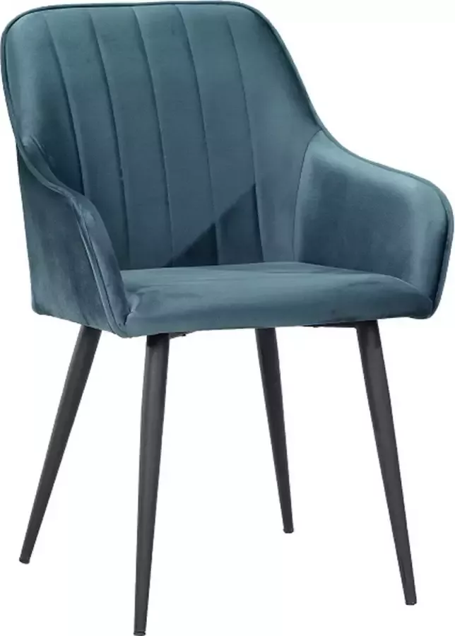 Soph&Tess Soph & Tess Imperial Eetkamerstoel Blauw Set van 6 Fluweel Velvet Industrieel Met armleuning