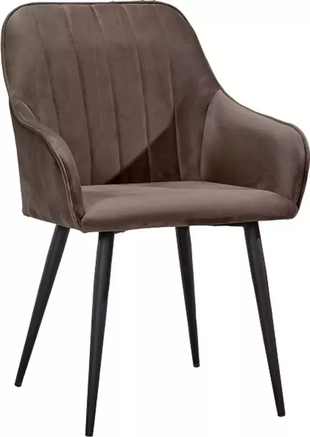 Soph&Tess Soph & Tess Imperial Eetkamerstoel Bruin Set van 4 Fluweel Velvet Industrieel Met armleuning