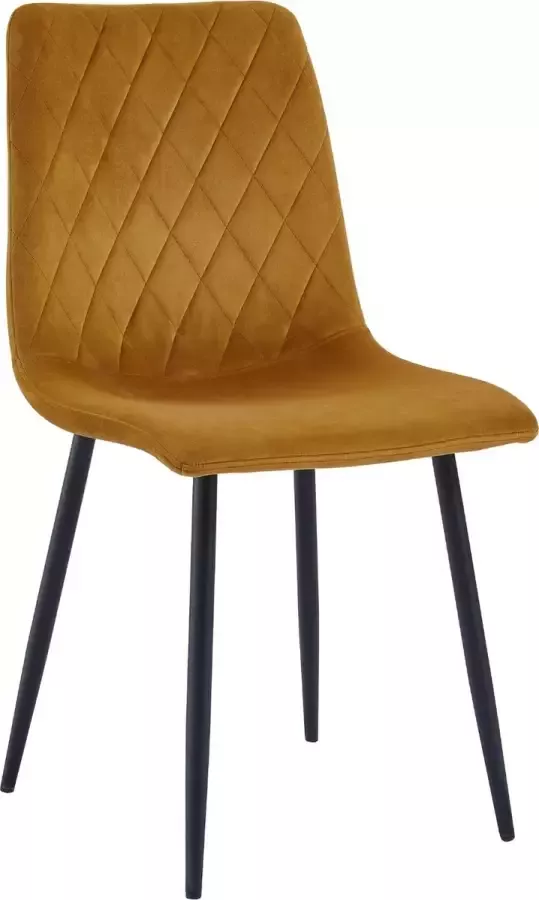 Soof & Tess Soph & Tess Pescara Eetkamerstoel Eetkamerstoelen Set van 4 Velvet Okergeel