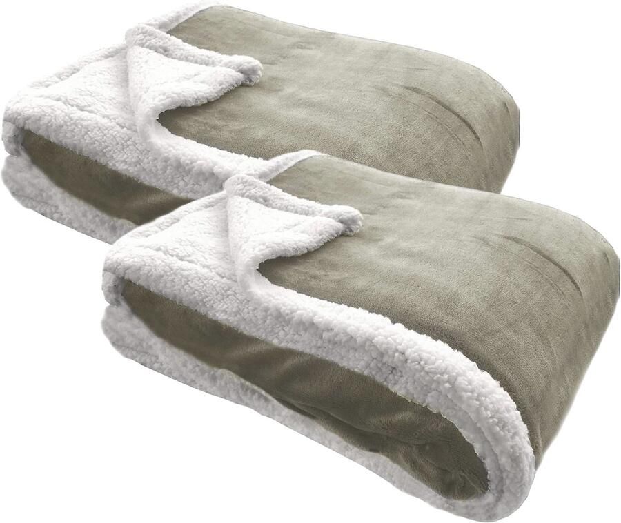 Sorprese Deluxe Plaid 2 Stuks 150x200 cm Fleece Deken Super Zacht Warm en Donzig Plaid voor op de Bank Bed of Woonkamer Decoratie Taupe Cadeau