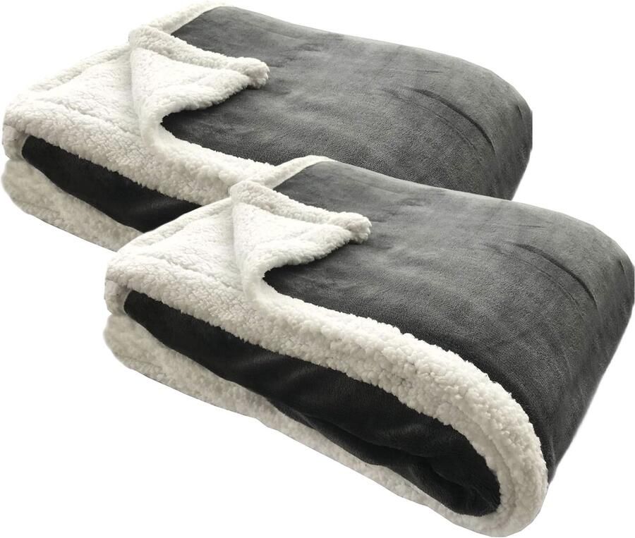 Sorprese Deluxe Plaid 2 Stuks 150x200 cm Fleece Deken Super Zacht Warm en Donzig Plaid voor op de Bank Bed of Woonkamer Decoratie Antraciet Cadeau