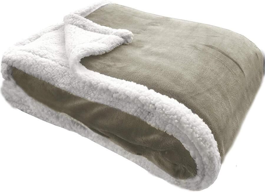 Sorprese Premium Plaid 150x200 cm Fleece Deken Super Zacht Warm en Donzig Plaid voor op de Bank Bed of Woonkamer Decoratie Taupe Cadeau
