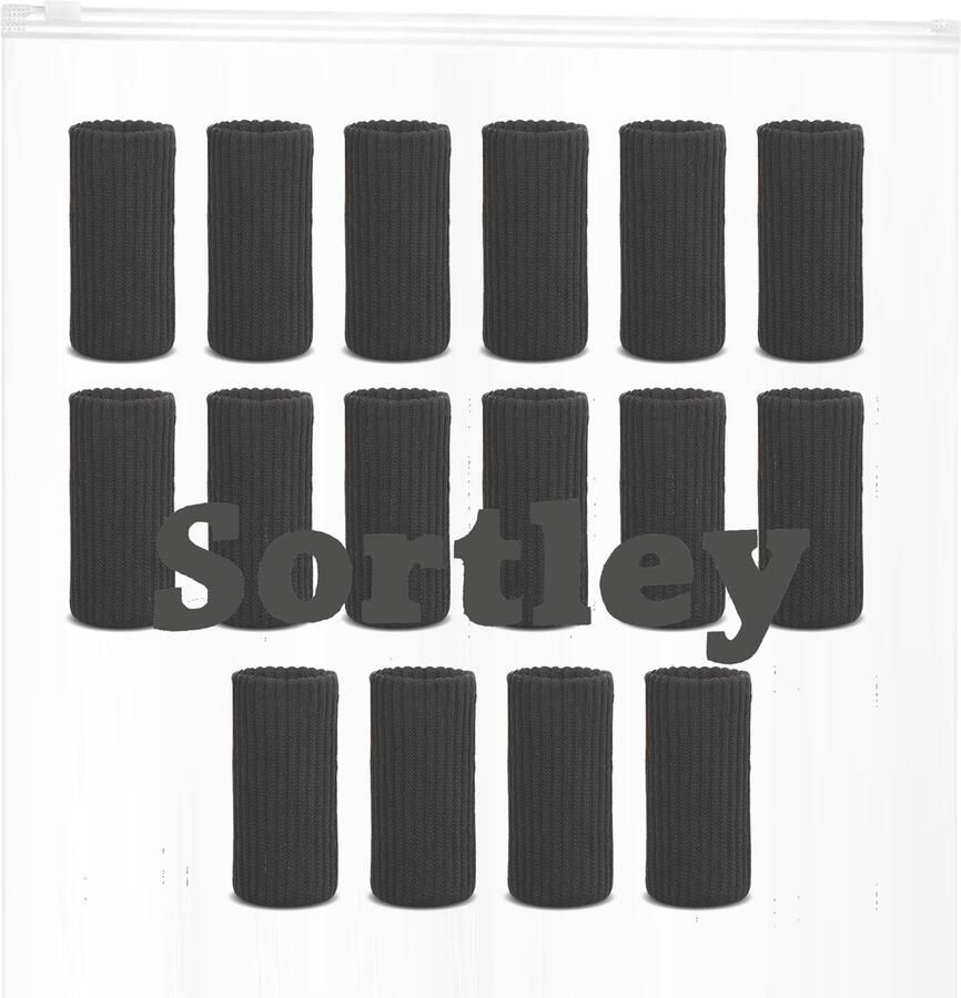Sortley Stoelsokken Stoelpoot Beschermers 16 Stuks Stoelsokjes Zwart Vloerbeschermer Stoelpootdoppen Stoelsokken Stoelpoot Sokken Viltjes Stoelpoten