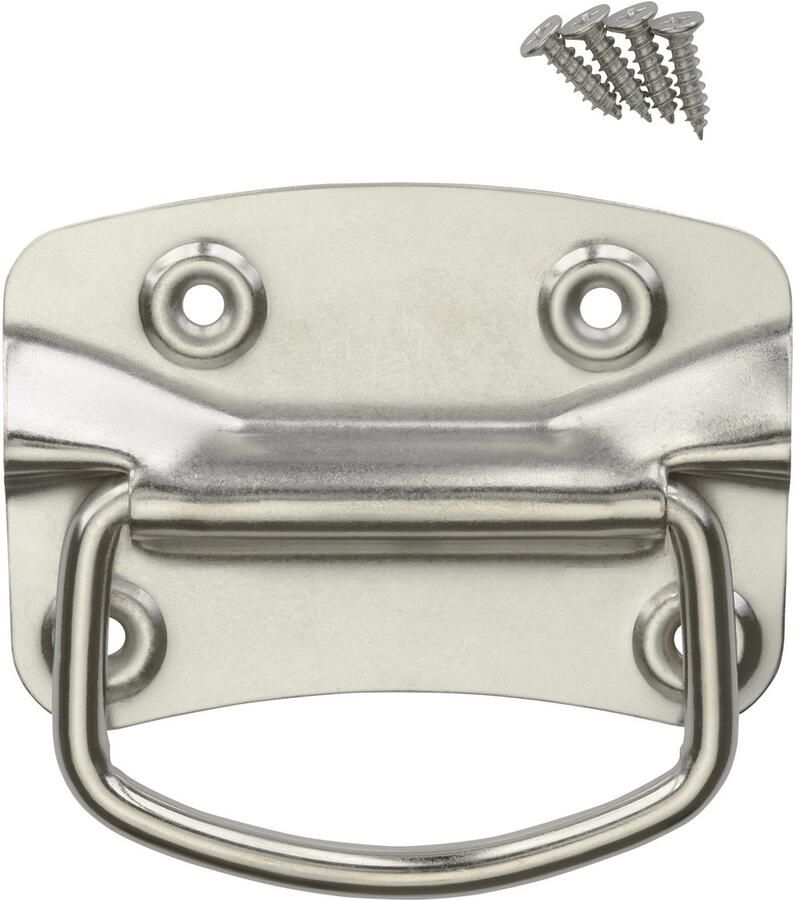 Sotech 1 paar kistgrepen (100 x 70 mm staal zilver vernikkeld) scharnierend om op te schroeven incl. bevestigingsschroeven