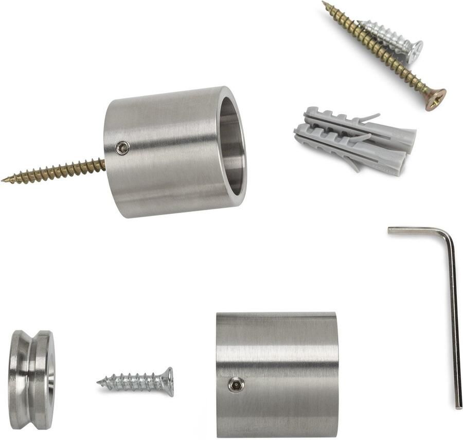 Sotech 1 paar kledingrekken Tube 25 Roestvrij staal rond