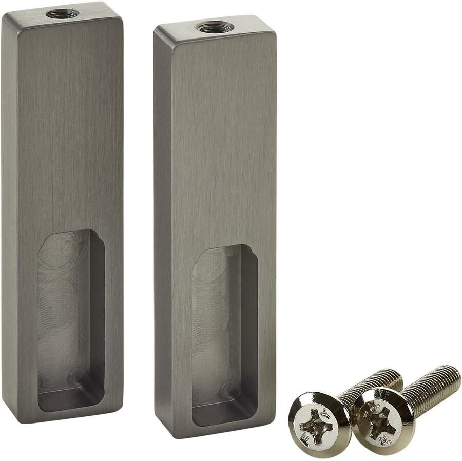 Sotech 1 paar zijsteunen NANO (onderbouwmontage 75 x 20 x 10 mm massief aluminium titaniumoptiek) Garderobedrager voor design garderobekokers