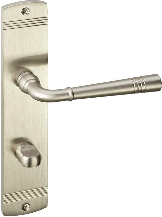 Sotech 1 Set Deurkruk FREJA roestvrij staal look Badkamer (WC) Deurkruk op lange plaat badkamer Set met bevestigingsmateriaal van