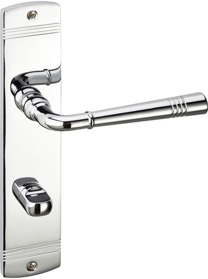 Sotech 1 Set Deurkrukgarnituur FREJA gepolijst chroom badkamer (WC) Deurkruk op lange plaat badkamerset met bevestigingsmateriaal van