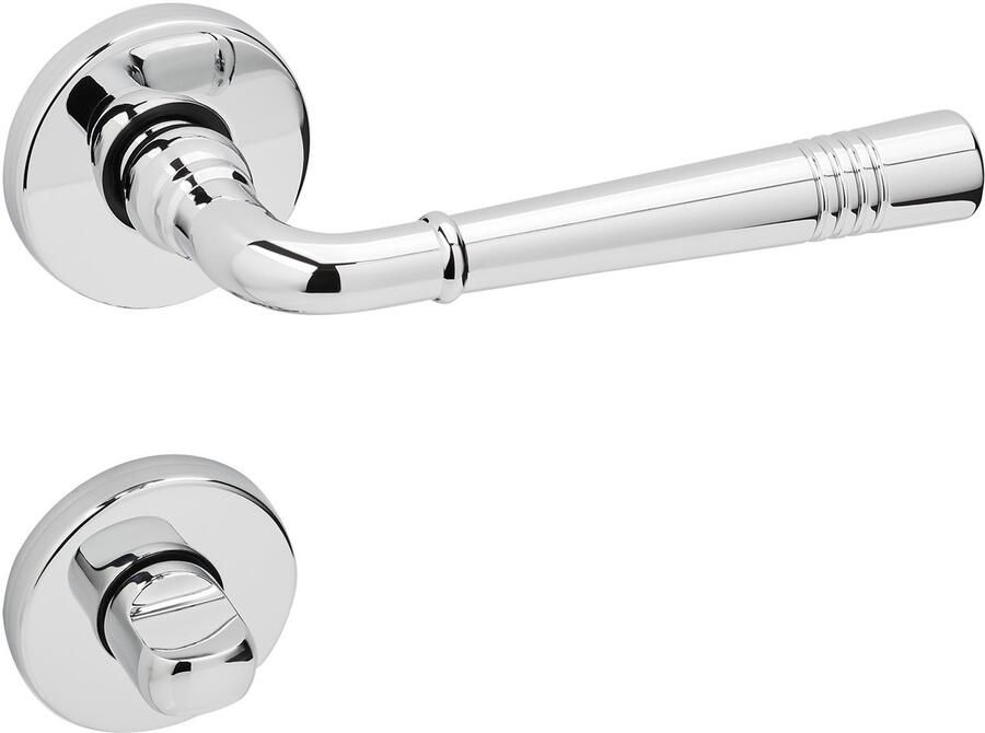 Sotech 1 Set Deurkrukgarnituur FREJA gepolijst chroom badkamer (WC) Deurkruk op ronde rozet badkamer set met bevestigingsmateriaal van