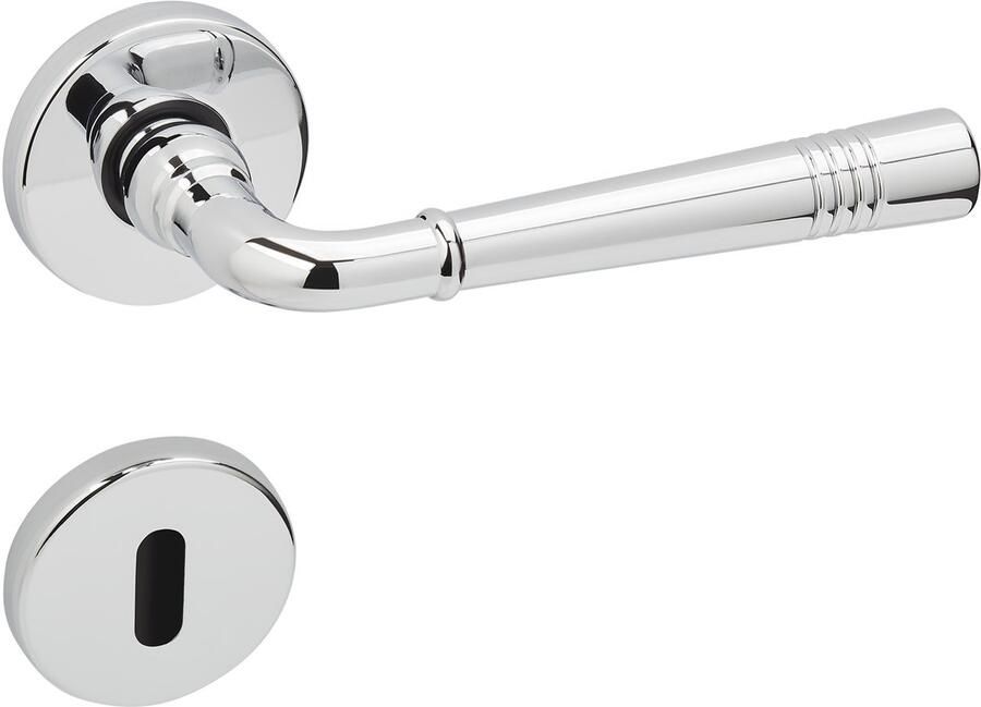 Sotech 1 set Deurkrukgarnituur FREJA gepolijst chroom (BB) Deurbeslag op rond rozet Deurkrukgarnituur Vintage met bevestigingsmateriaal van