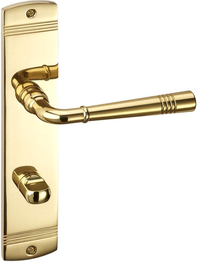 Sotech 1 Set Deurkrukgarnituur FREJA messing gepolijst badkamer (WC) Deurkruk op lange plaat badkamerset met bevestigingsmateriaal van