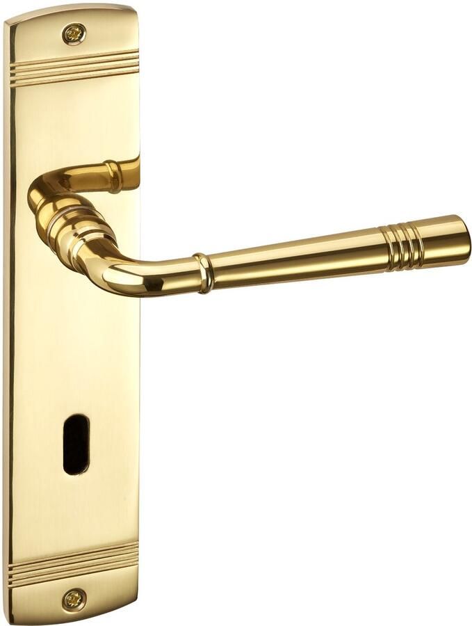 Sotech 1 Set Deurkrukgarnituur FREJA Messing gepolijst (BB) Deurbeslag op lange plaat Deurkruk Vintage met bevestigingsmateriaal van