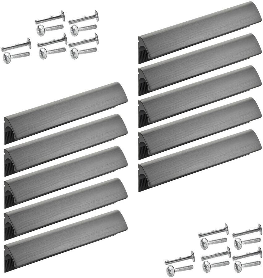 Sotech 10 meubelgrepen Blackline ELEGANCE aluminium BA 128 mm zwart mat geanodiseerd L: 148 mm Greepstrip dekt oude boorgaten af