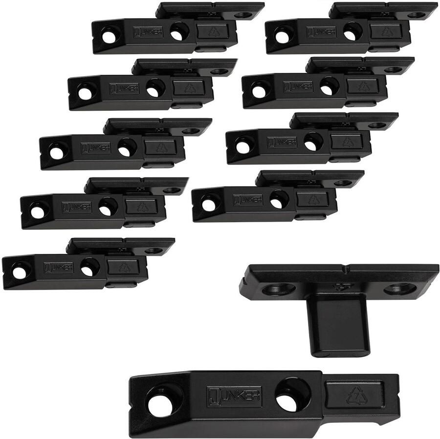 Sotech 10 Paar JUNKER Inhangbeslagen FLINK HE (voor Euro schroeven) Inhang-verbinding belastbaar tot 20 kg Paneel Connector Hangbeslag Montagemateriaal voor houten gevelbekleding
