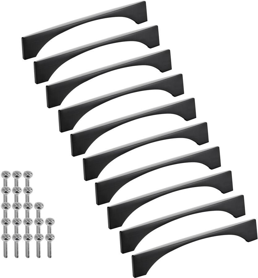 Sotech 10 stuks aluminium meubelgrepen BLACKLINE XIV BA 128 mm mat zwart (lengte 145 mm breedte 4 mm hoogte 24 mm) design vitrinegrepen